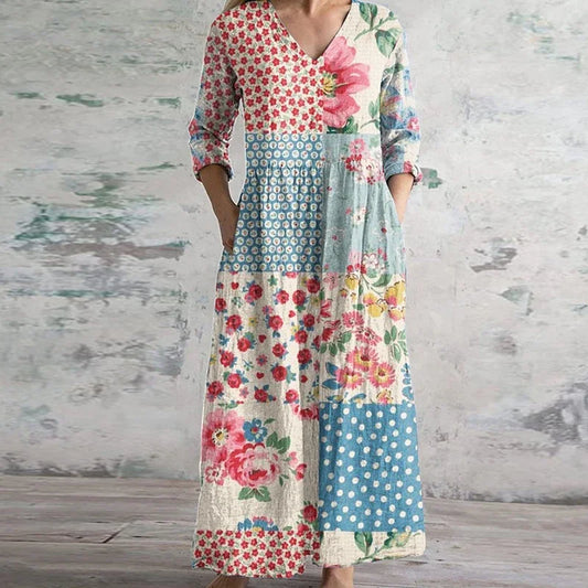 Cornelia | Flowing Retro Floral Maxi Dress