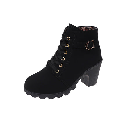 Kirsten | Lace-Up Chunky Heel Ankle Boots