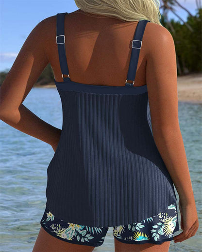Theodora | Striped Tankini with Shorts