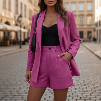 Delyth | Double-Breasted Blazer & Shorts Set