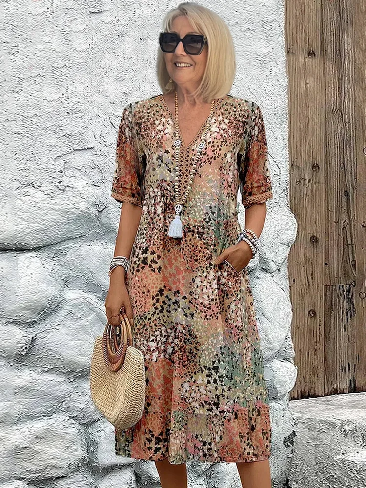 Mira | Colourful Printed Midi Dress