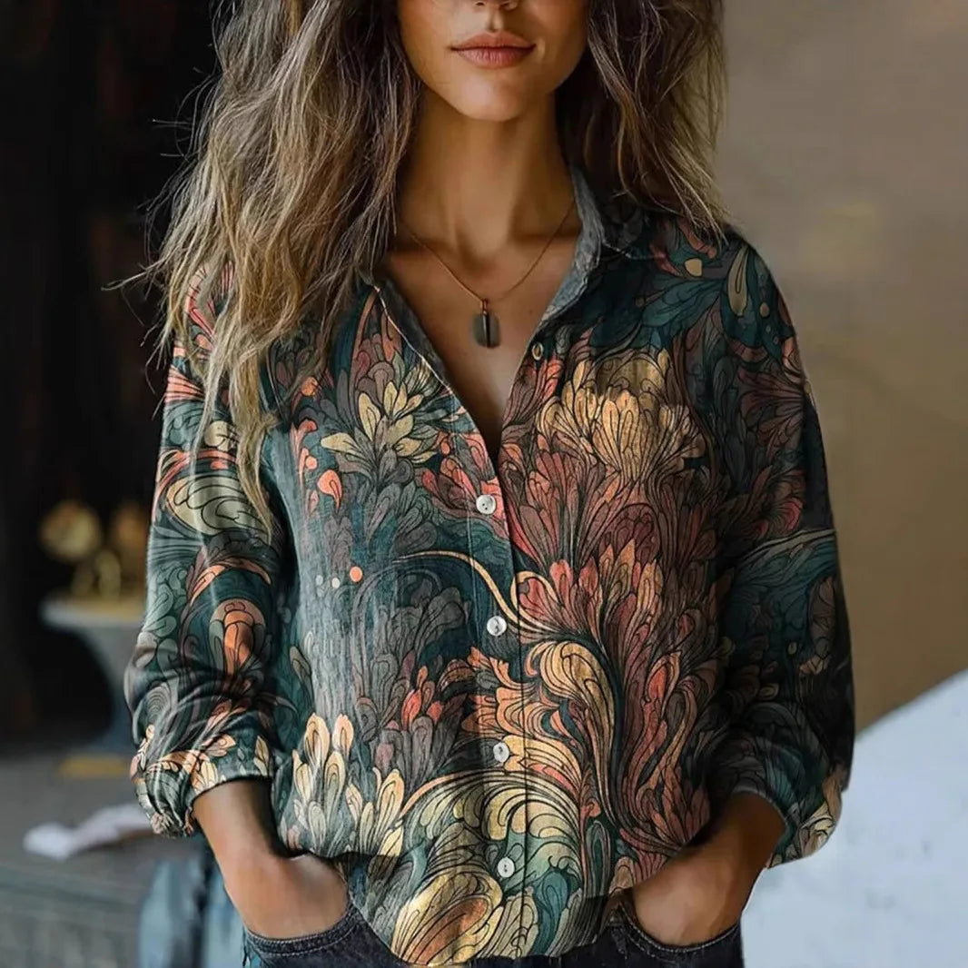 Floral shirt shown in a second colourway