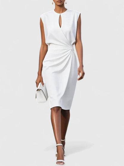Sleek midi dress with a clean neckline