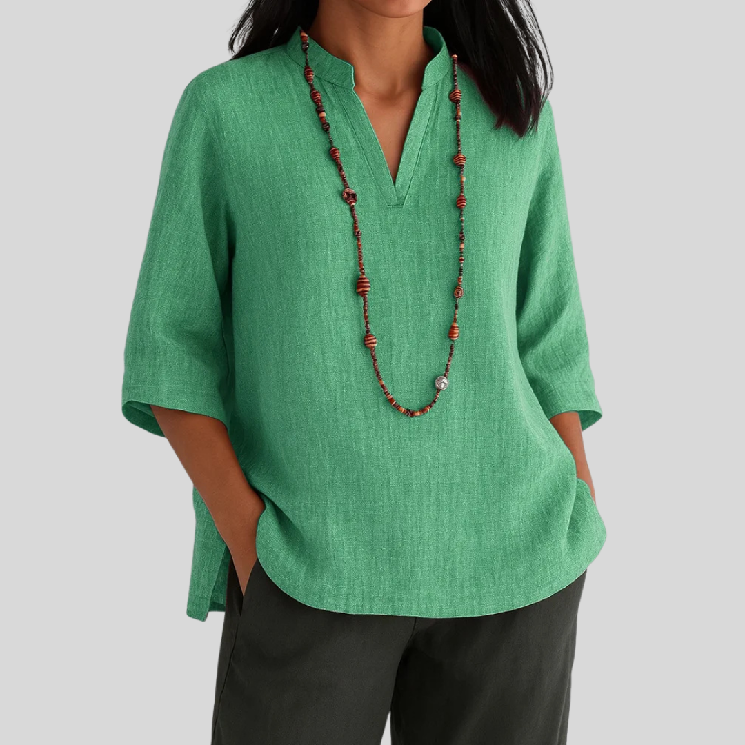 Relaxed V-neck tunic, front view
