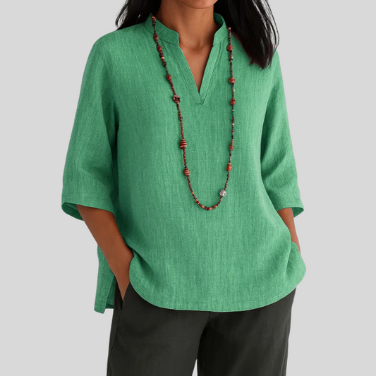 Relaxed V-neck tunic, front view