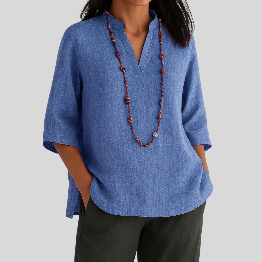 V-neck tunic shown from the side