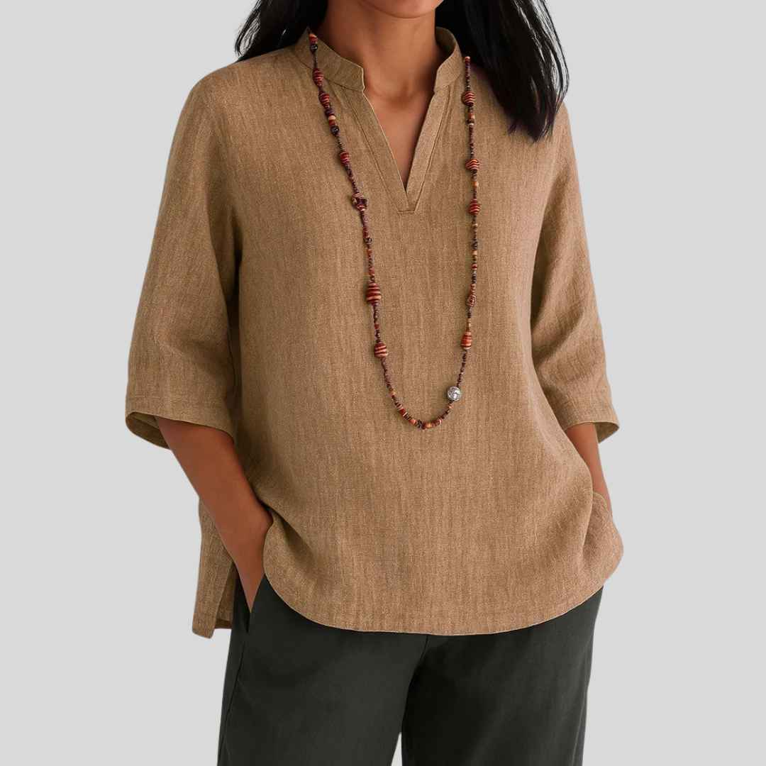 V-neck tunic shown from the side