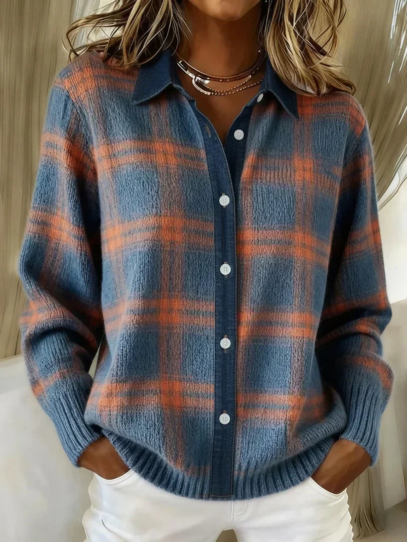 Longline button-front cardigan, front view