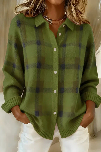 Longline cardigan shown in green