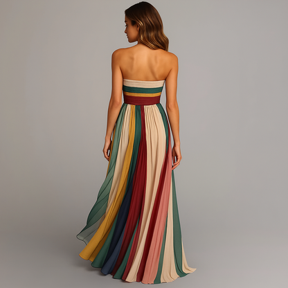 Odalys | Strapless Pleated Maxi Dress