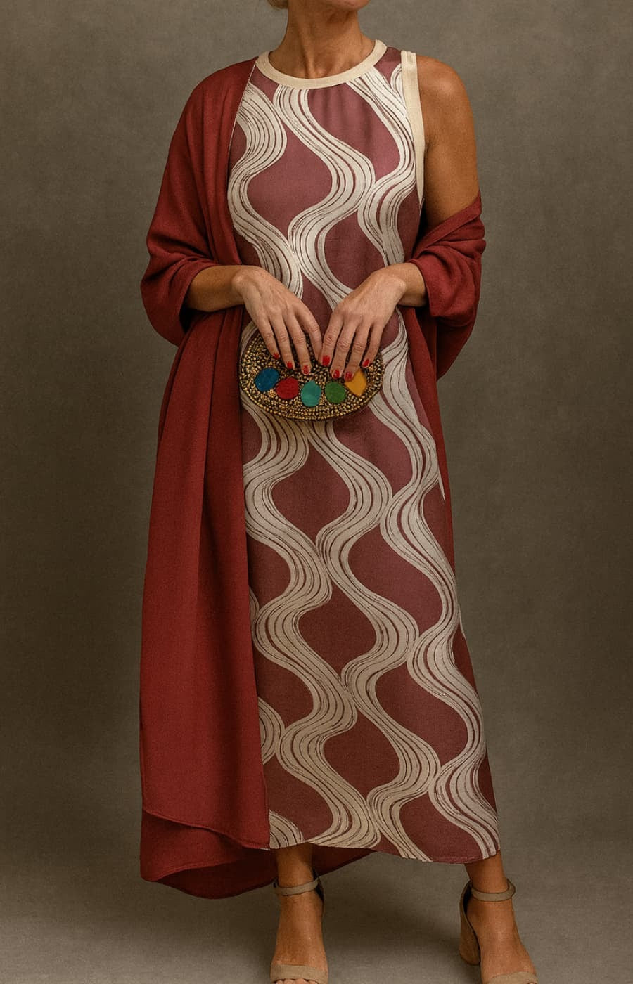 Colleen | Satin Dress With Elegant Stole