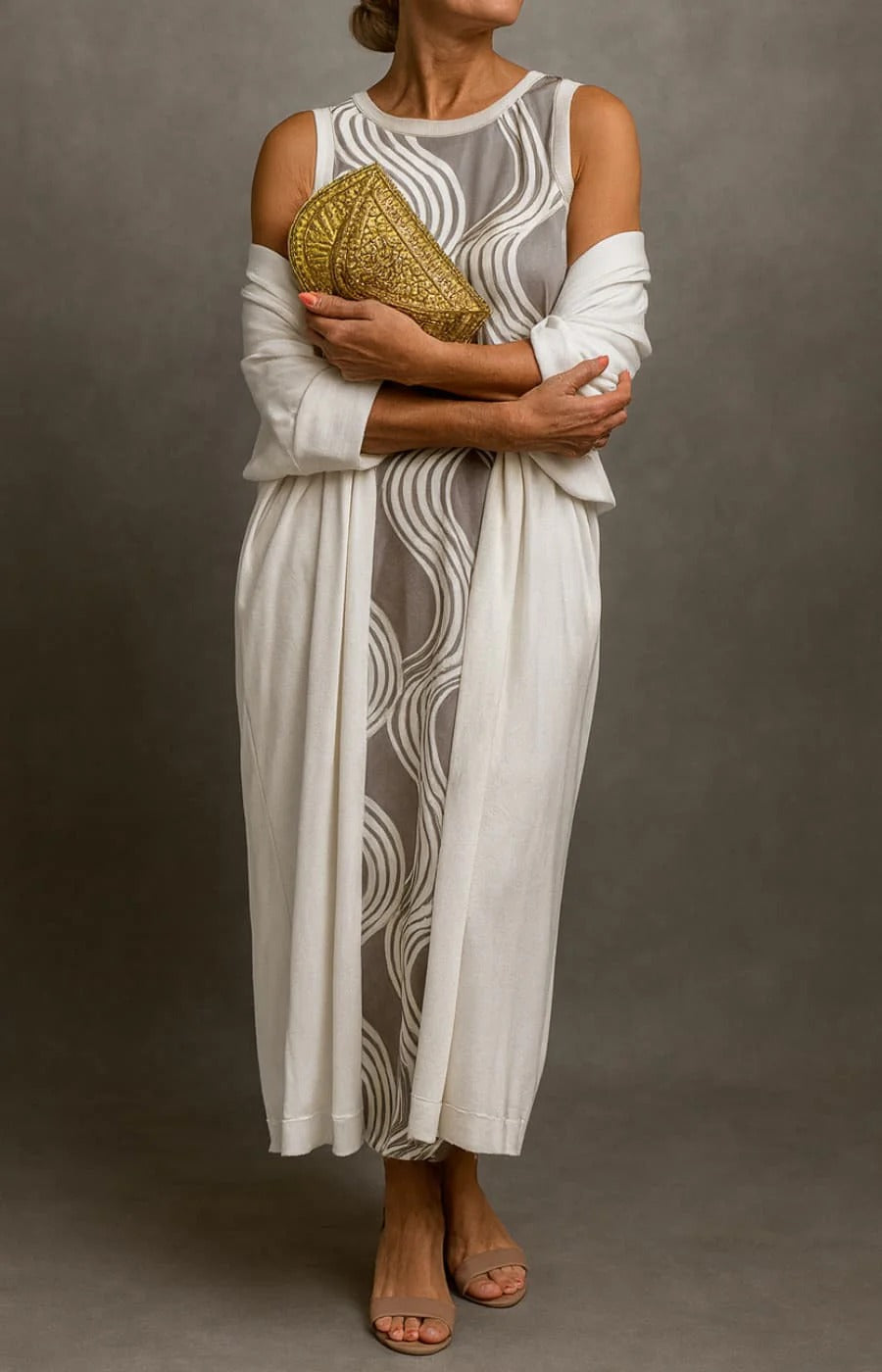 Colleen | Satin Dress With Elegant Stole