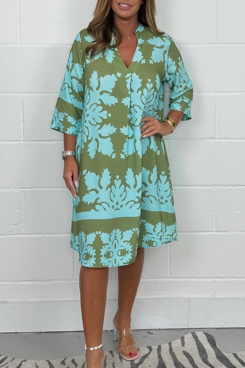 Rowan | Elegant Long-Sleeve Dress with V-Neck