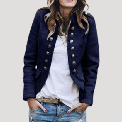 Cropped military jacket shown across the colour range