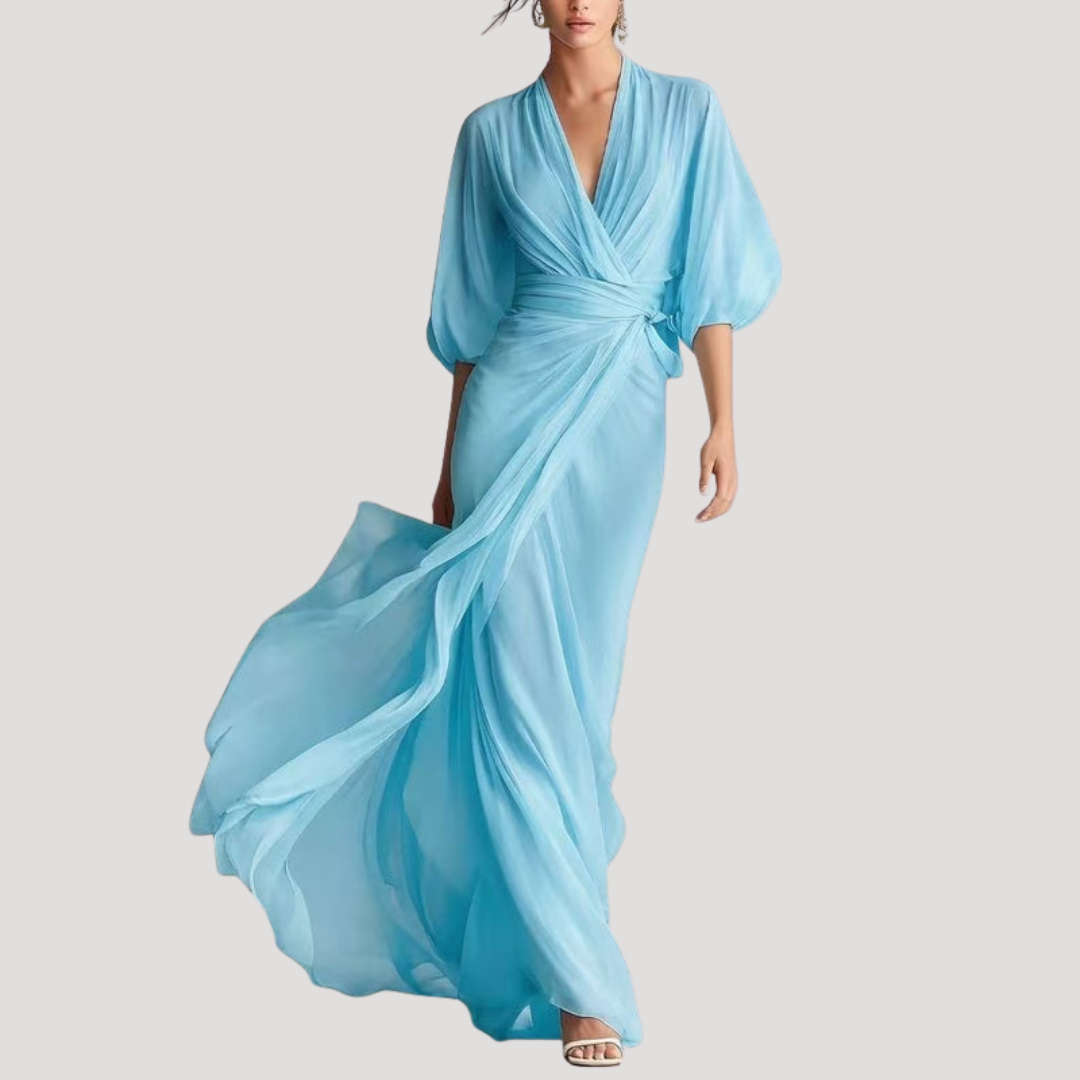 Wrap maxi dress shown from the side