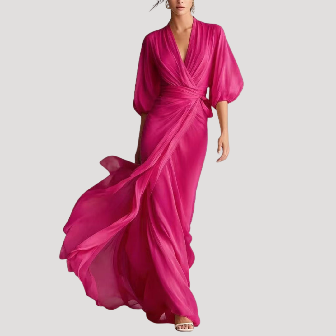Wrap maxi dress shown in a second colourway