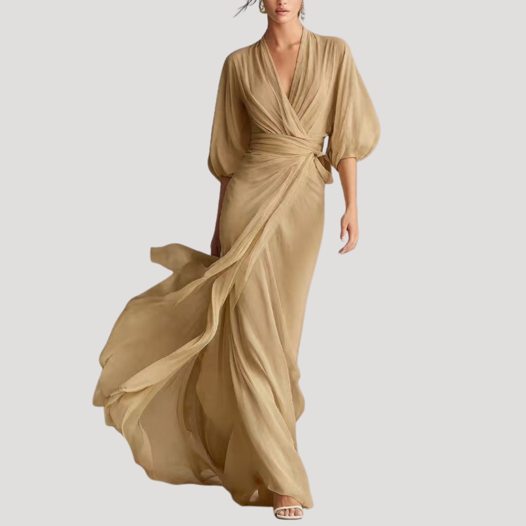 Wrap maxi dress shown in a fourth colourway