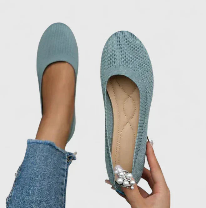Elastic slip-on loafers viewed from above at the toe
