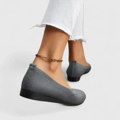 Close detail of the elastic panel on a slip-on loafer