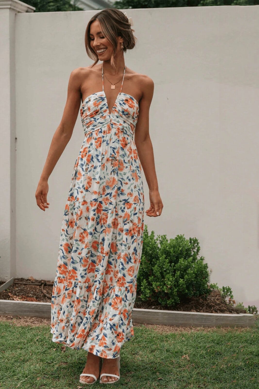 Louise | Floral Halter Maxi Summer Dress