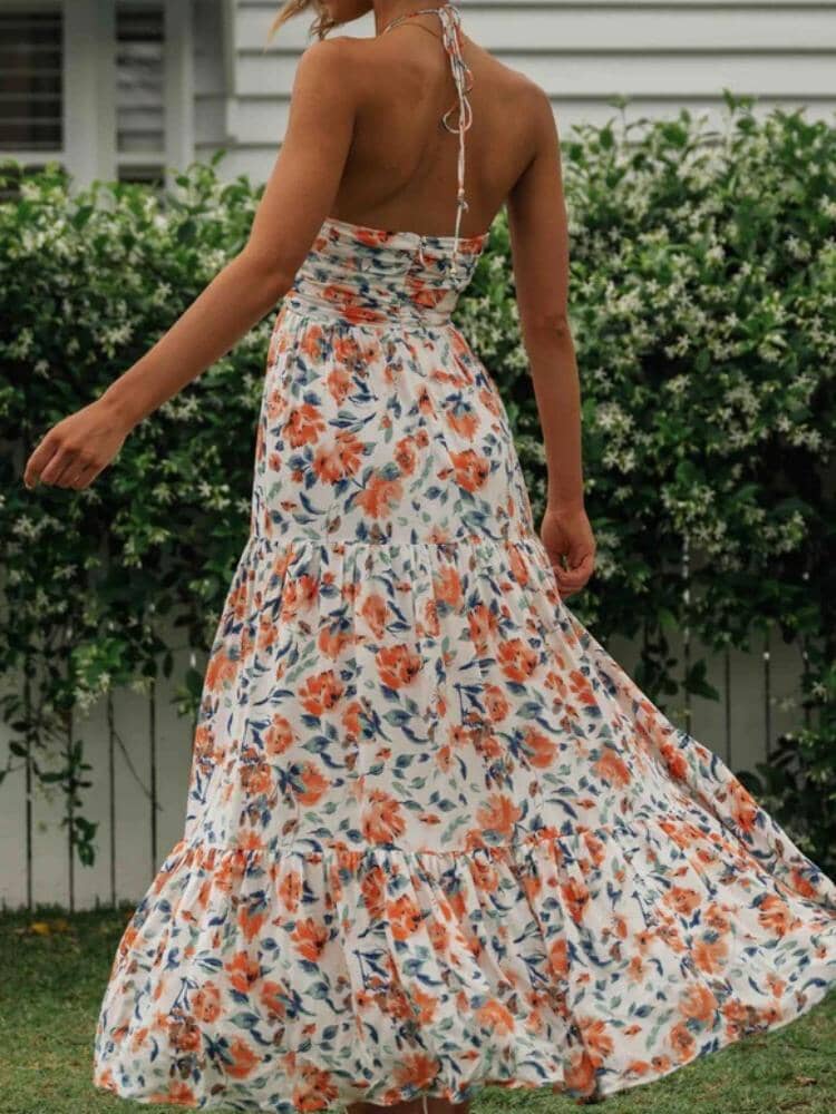 Louise | Floral Halter Maxi Summer Dress