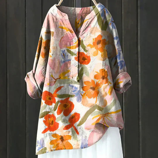 Floral tunic shown from the side