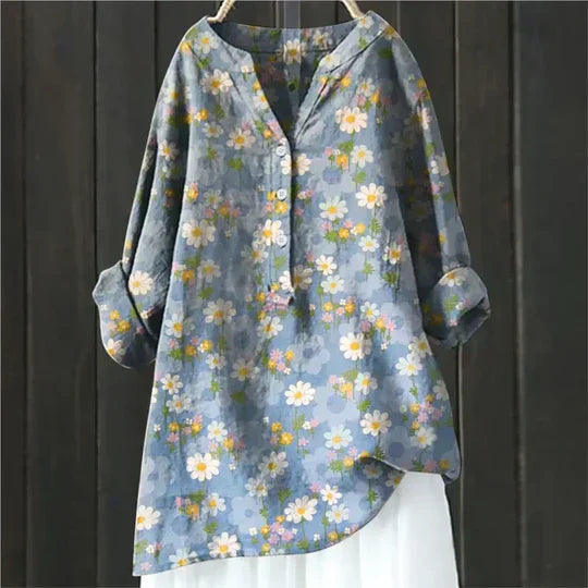 Tunic showing the wrap neckline detail