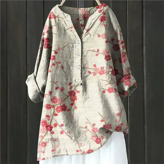 Floral tunic seen at full length