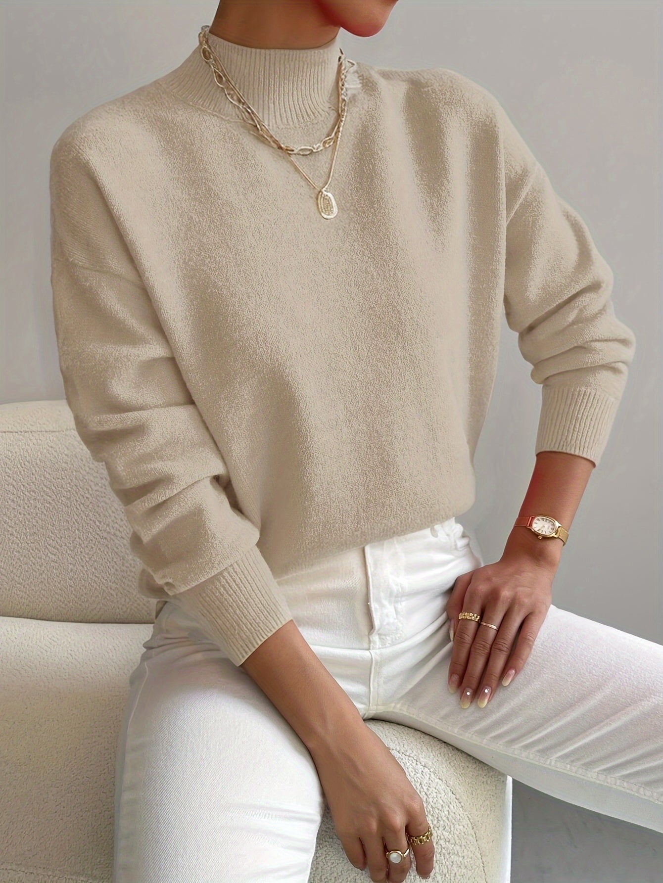 Turtleneck sweater shown in a second colourway