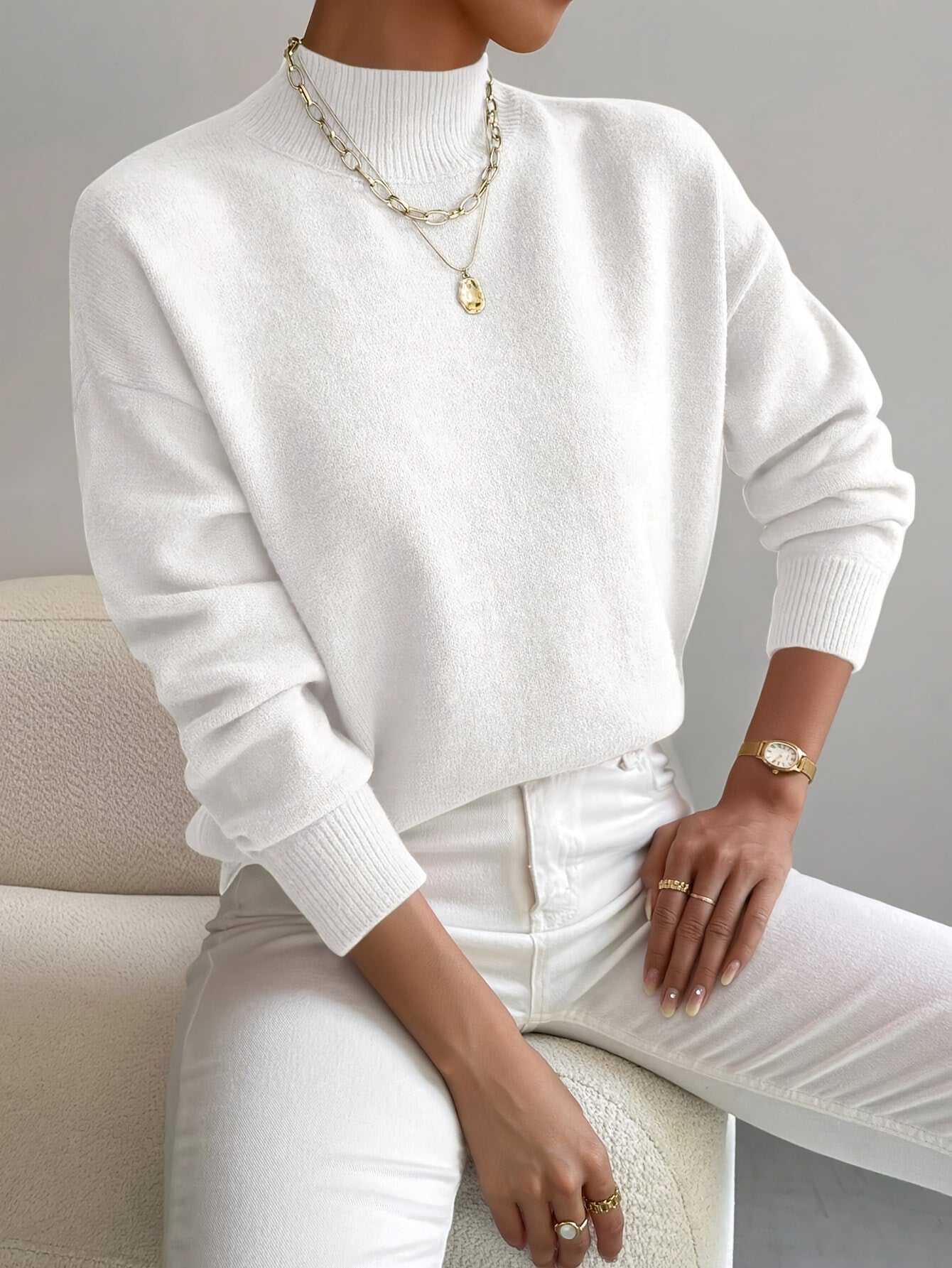 Turtleneck sweater shown from the side