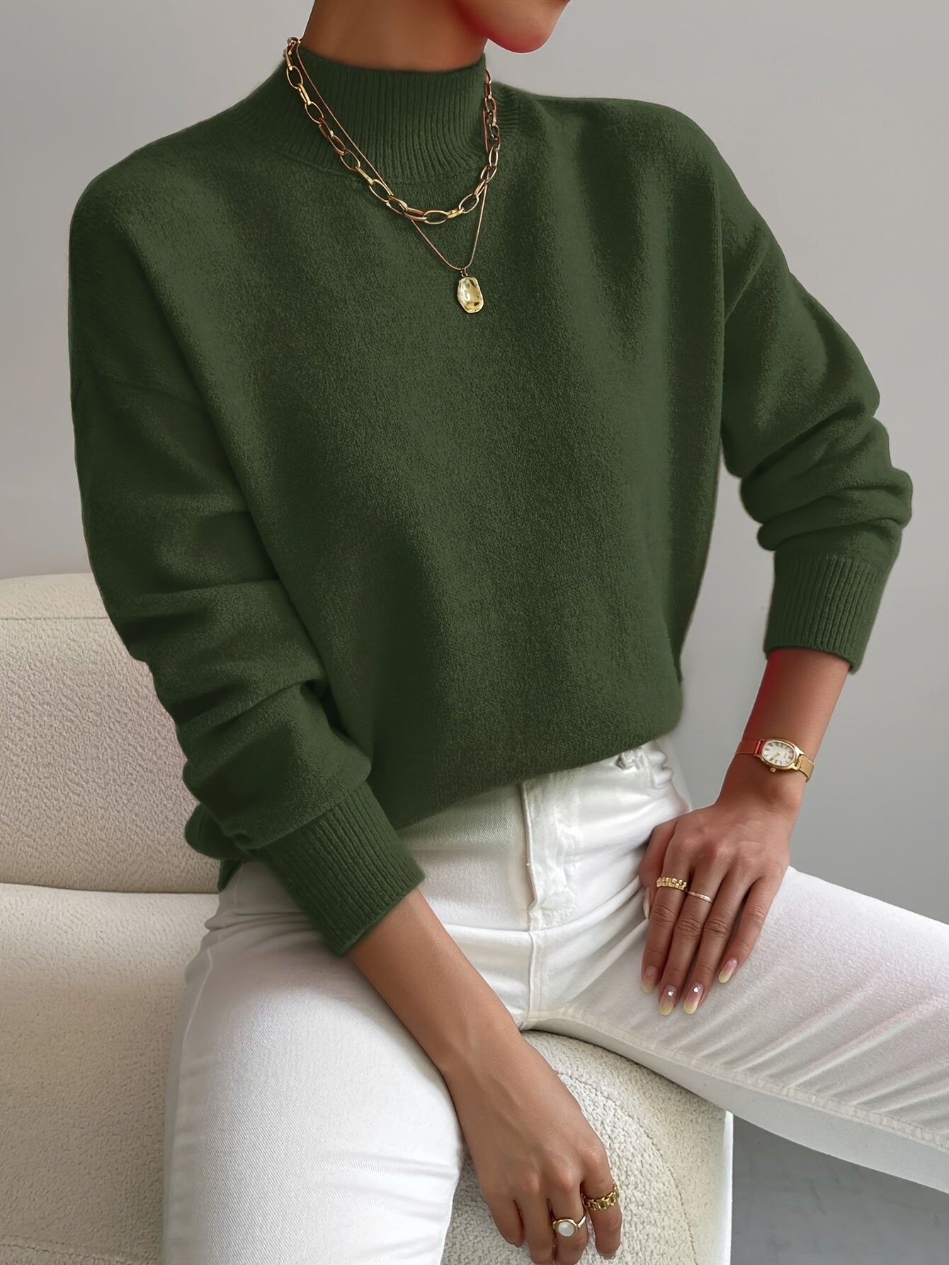 Turtleneck sweater shown across the colour range