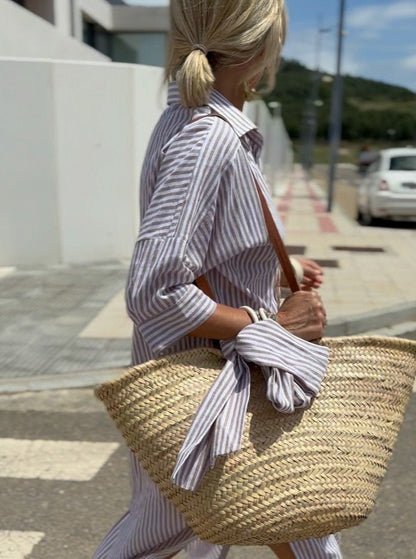 Marin | Striped Shirt Midi Dress