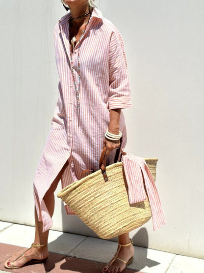 Marin | Striped Shirt Midi Dress