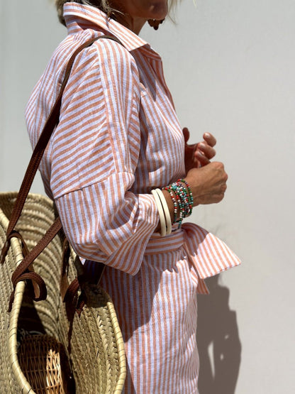 Marin | Striped Shirt Midi Dress