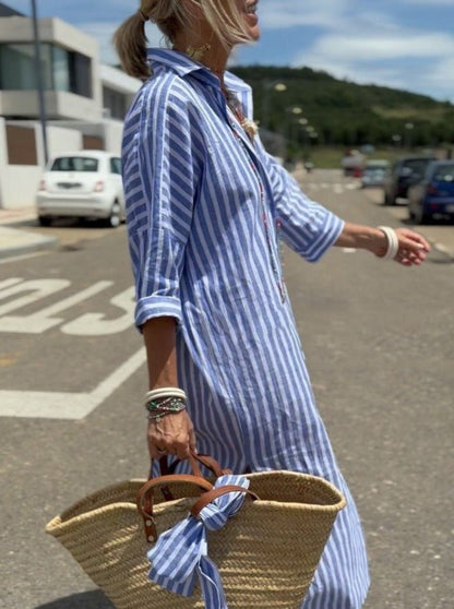 Marin | Striped Shirt Midi Dress