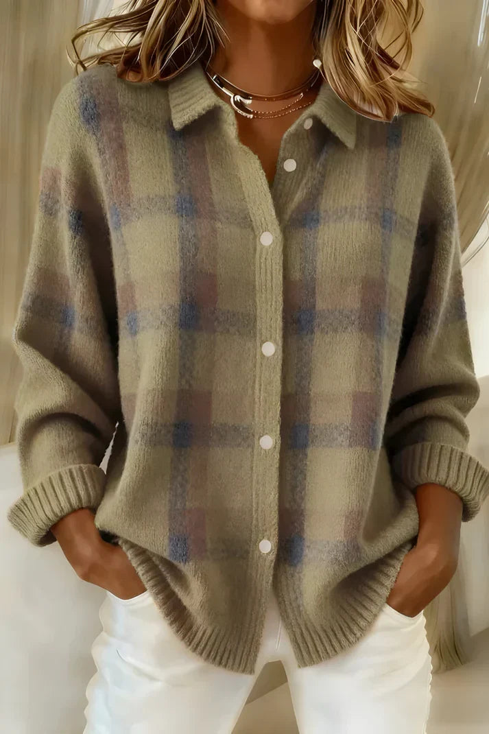 Longline cardigan shown in brown
