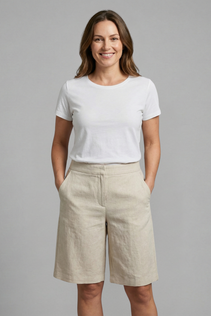 Delphina | High Waist Knee Length Shorts