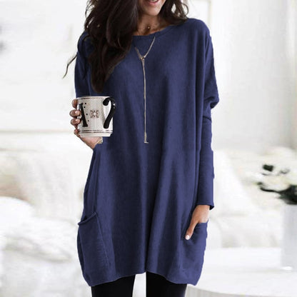 Relaxed sweater dress shown from another angle
