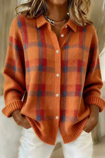 Longline cardigan shown in orange