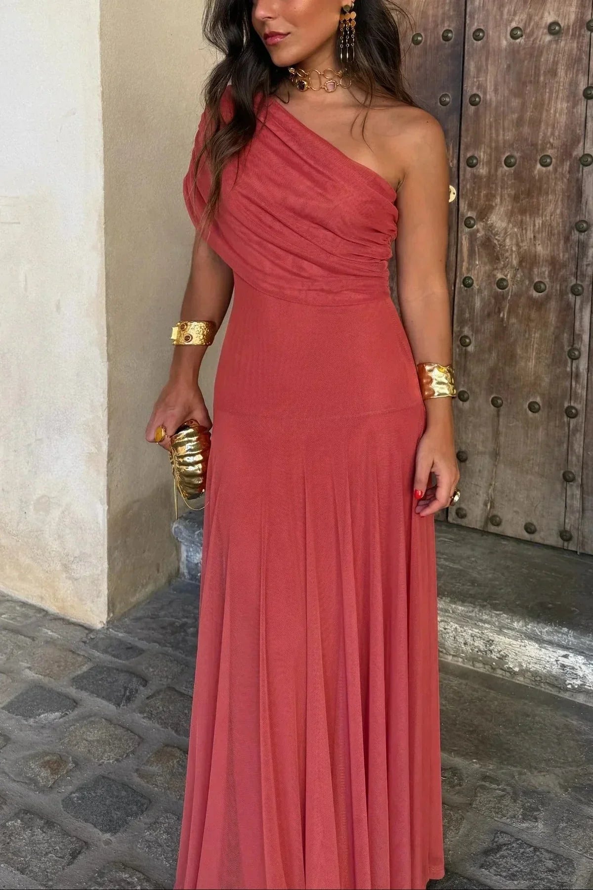 Dorothea | One-Shoulder Pleated Maxi Dress