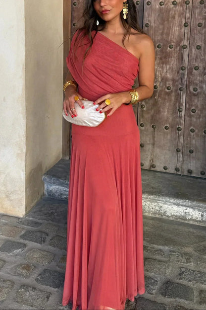 Dorothea | One-Shoulder Pleated Maxi Dress