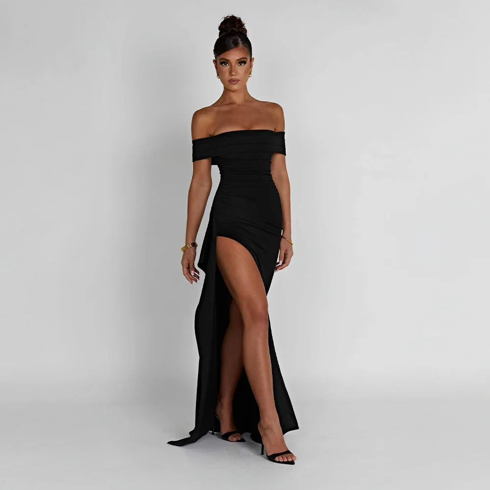 Philippa | Off-Shoulder Slit Maxi Dress