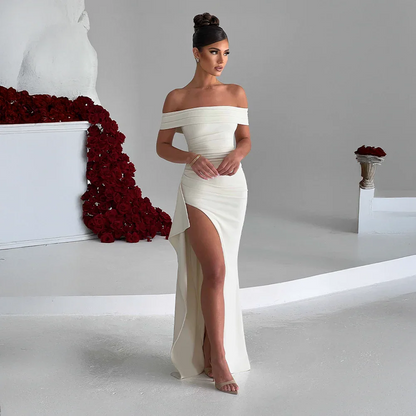 Philippa | Off-Shoulder Slit Maxi Dress