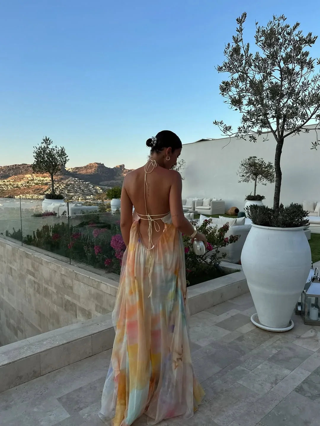 Rosalinde | Open-Back Printed Maxi Dress