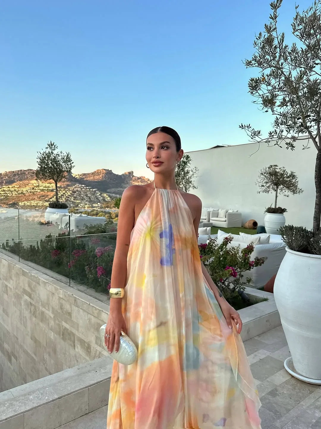 Rosalinde | Open-Back Printed Maxi Dress
