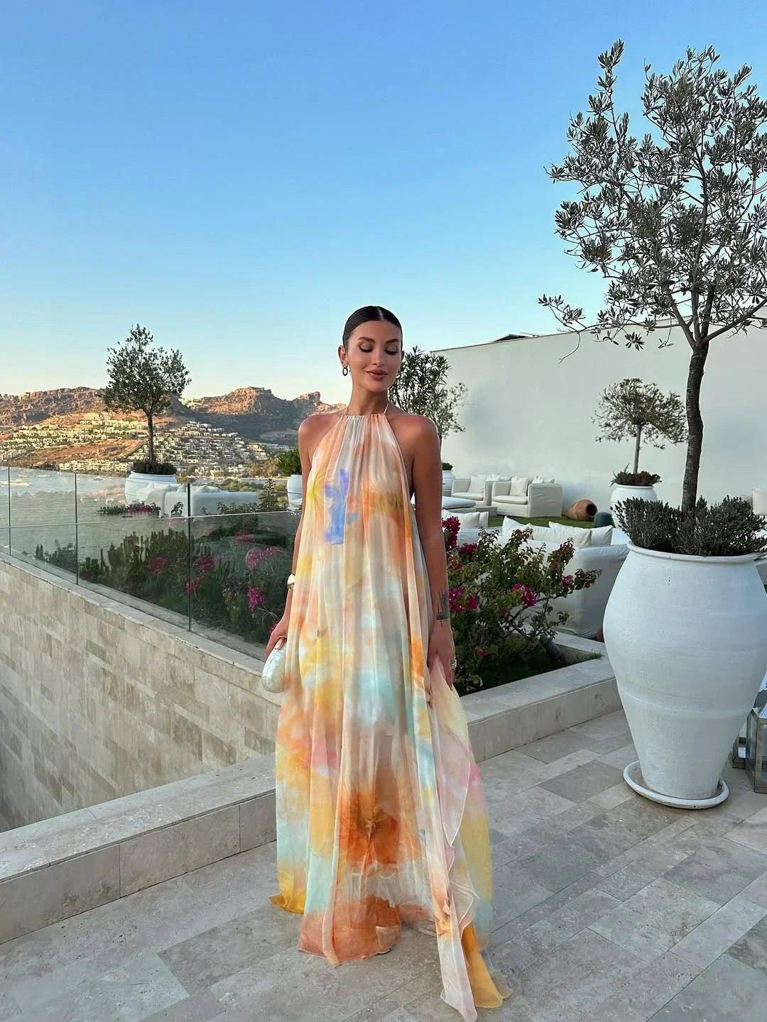 Rosalinde | Open-Back Printed Maxi Dress