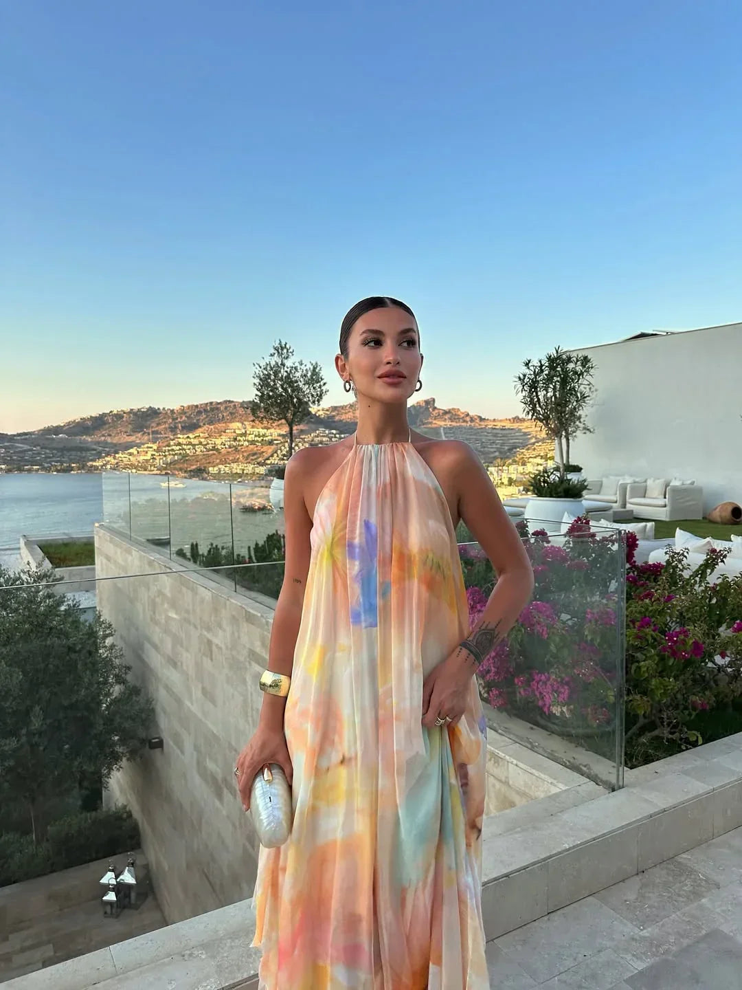 Rosalinde | Open-Back Printed Maxi Dress