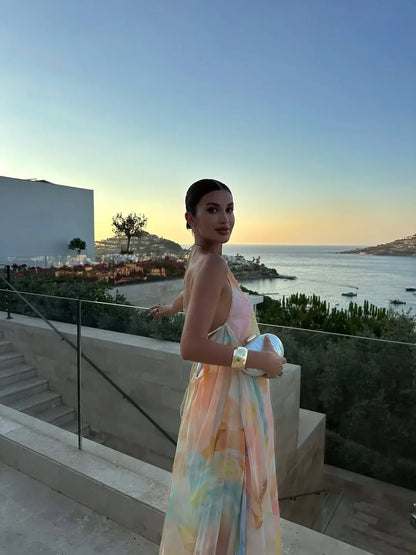 Rosalinde | Open-Back Printed Maxi Dress
