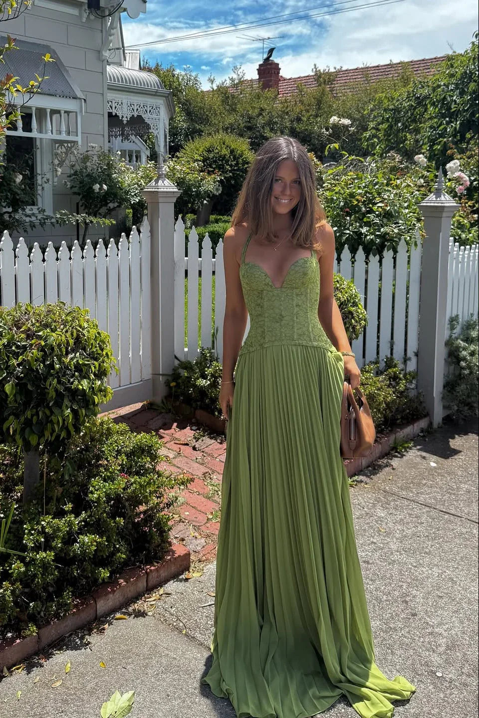 Eudora | Pleated Corset Maxi Dress