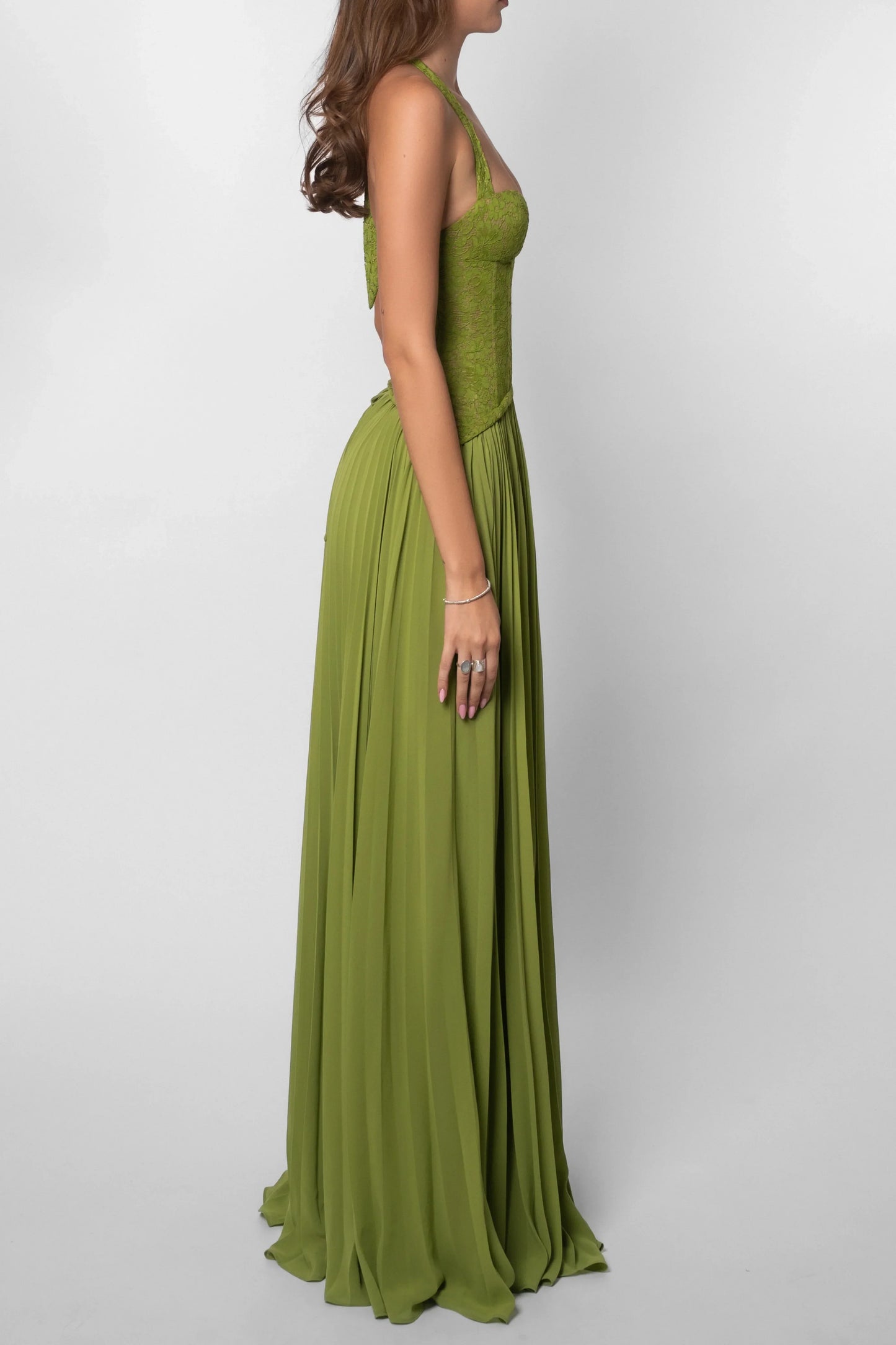 Eudora | Pleated Corset Maxi Dress